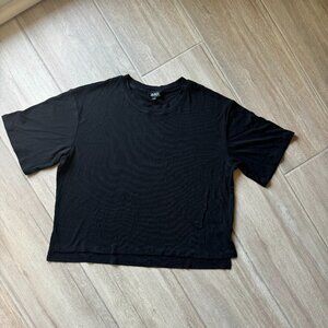 Alexandra Jane Black Flowy Cropped T-Shirt | Women’s L/XL | NWT Without Tags